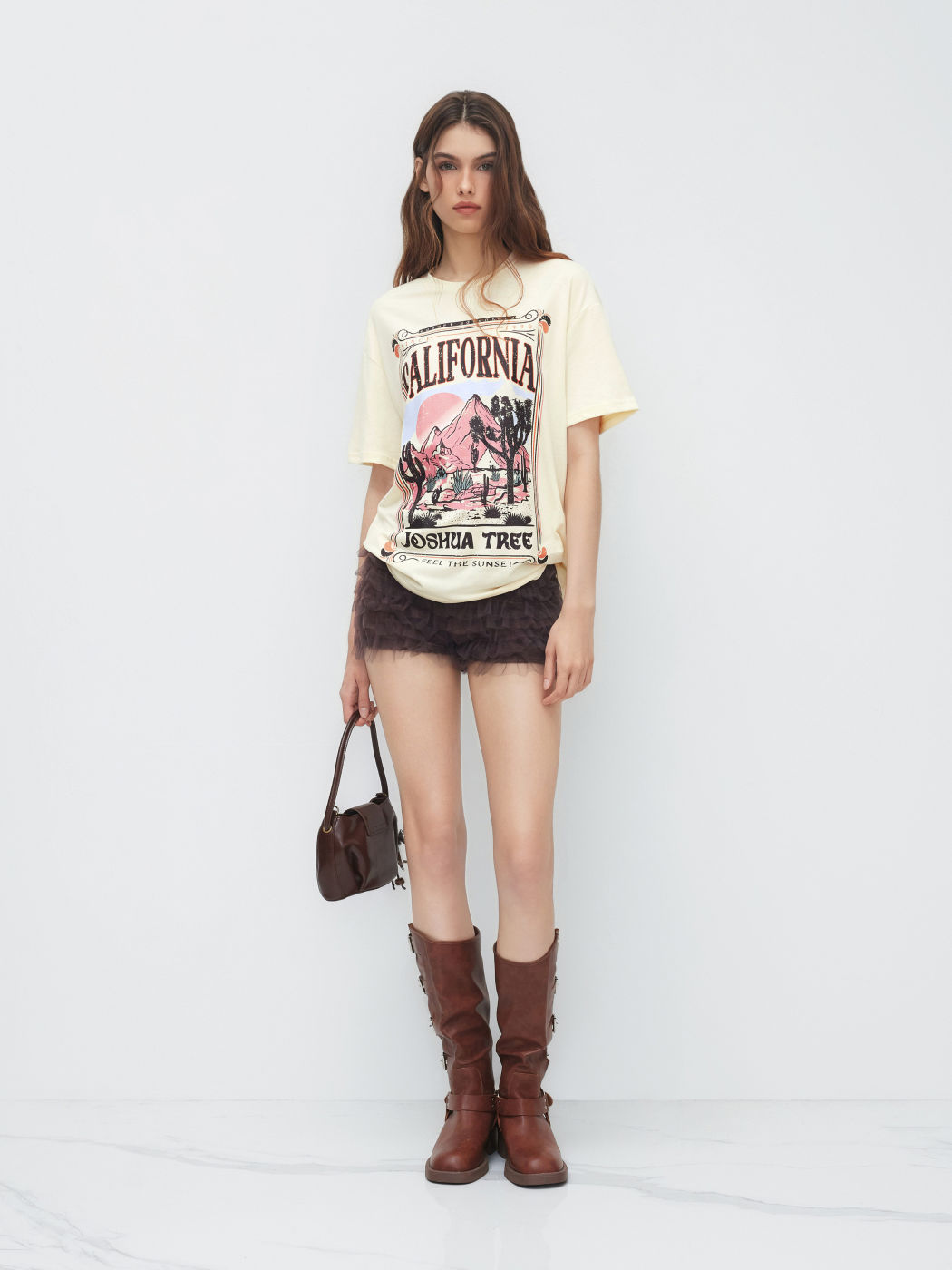 Kalifornischer Graphic-Oversize-T-Shirt aus Baumwollmischung