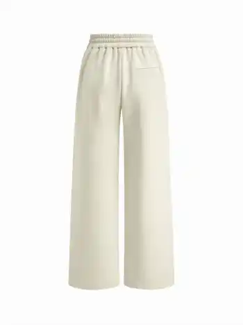Pantaloni dritti a vita media in misto cotone con coulisse e elastico in vita