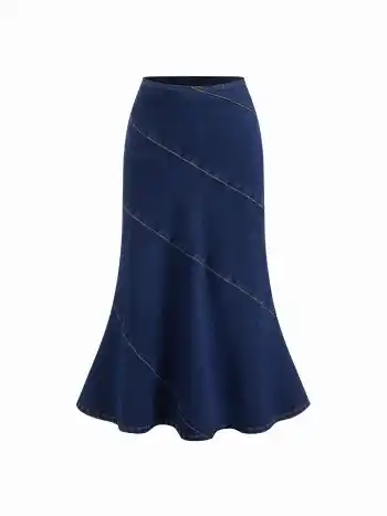Stretch-Denim Mermaid Maxi-Skirt Mittelhöhe