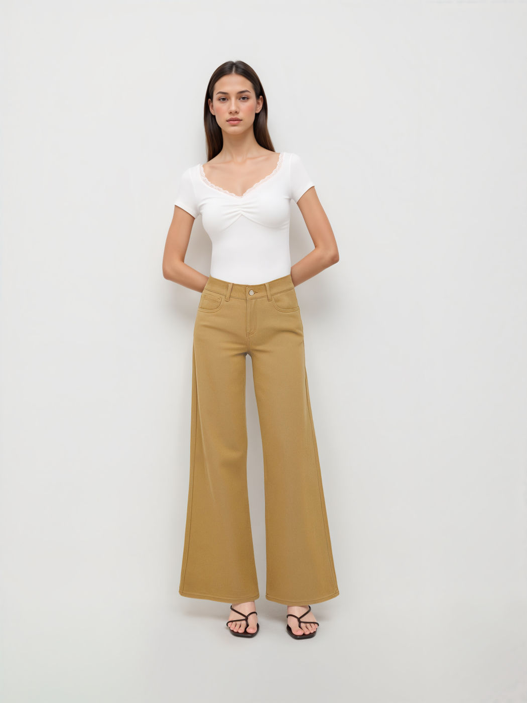 Cider Denim Low Rise Wide Leg Jeans