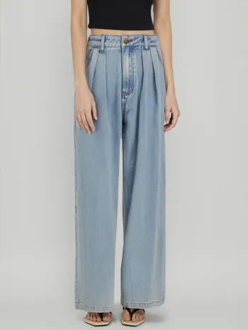Denim Mid Rise Faltenweite Jeans