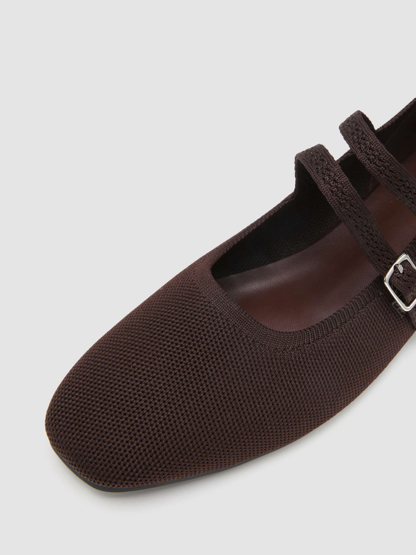 DOUBLE STRAP KNITTED MARY JANE FLATS