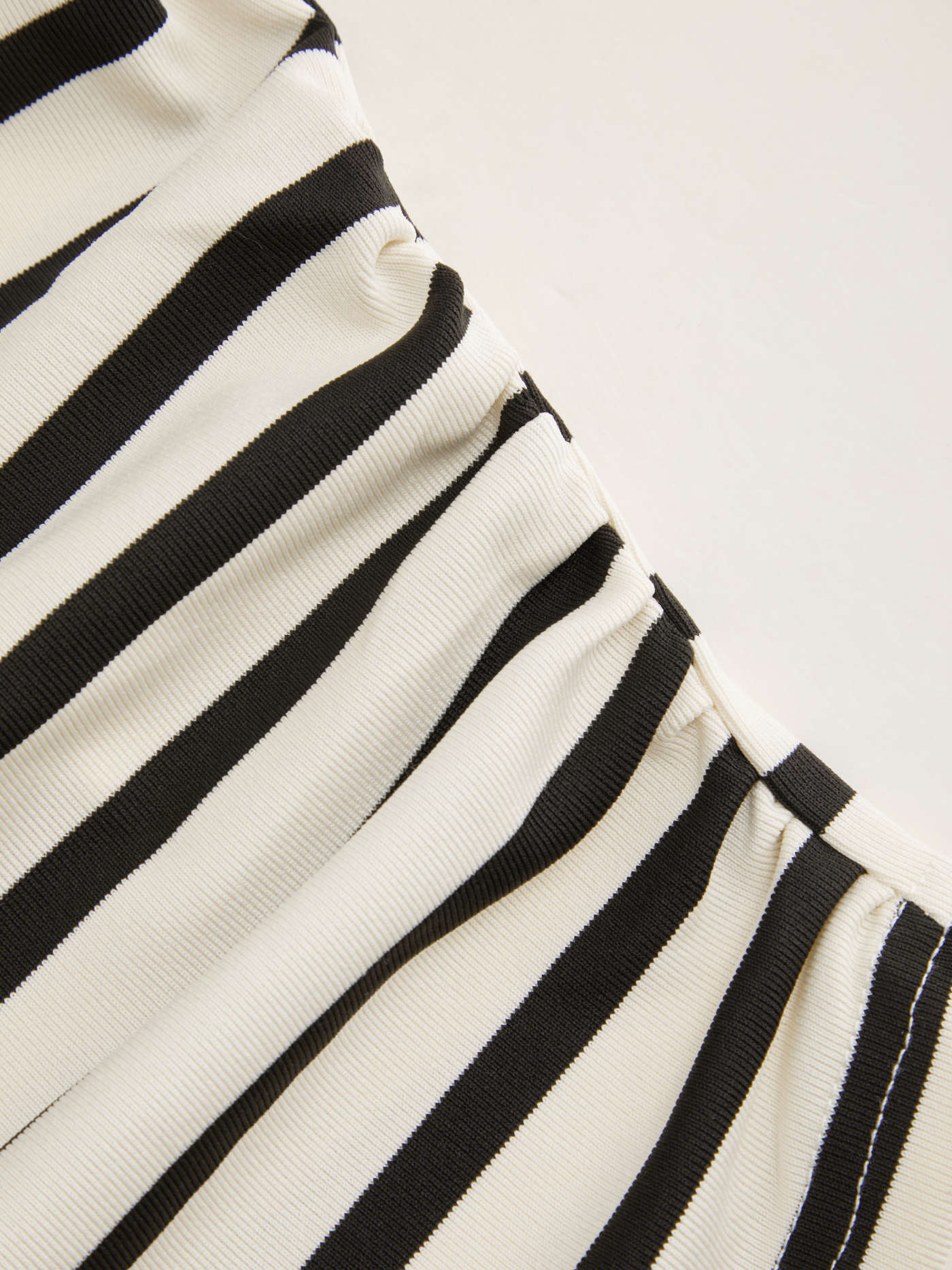 Cotton-blend Stripe Collar Long Sleeve Asymmetrical Hem Ruched Top