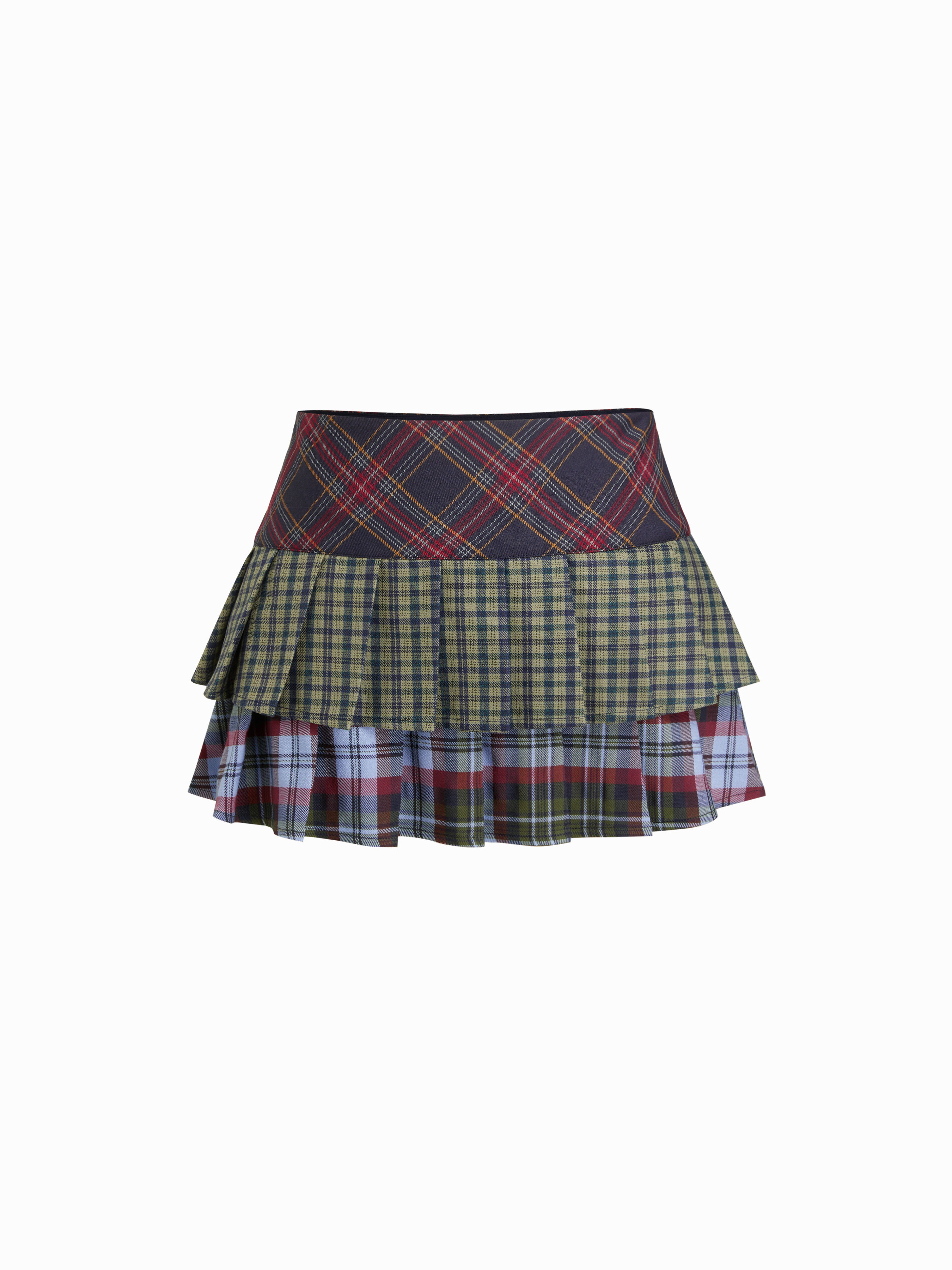 スカート TNTNTUTU Checked Embroidery Bear Animal Tiered Fancy Skirt Checked Embroidery Bear Animal Tiered Fancy Flare-Skirt