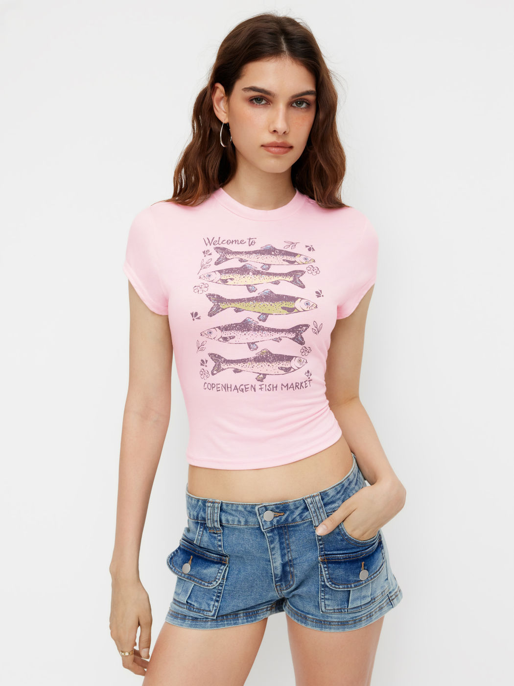 Round Neckline Fish Graphic Tee