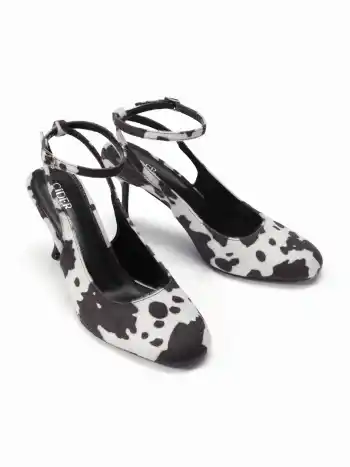 Anpassbare Slingback-Höheels mit Rindshautmuster