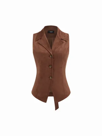 Suedkragen V-Ausschnitt Rü ckenbinde Split Blazer Weste