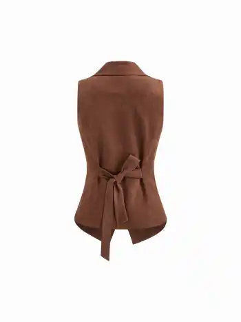 Suedkragen V-Ausschnitt Rü ckenbinde Split Blazer Weste