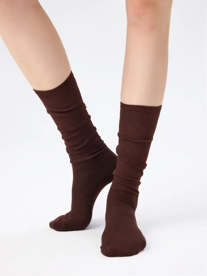 Cotton TWO-TONE HOUNDSTOOTH CREW SOCKS For School Daily Casual Date