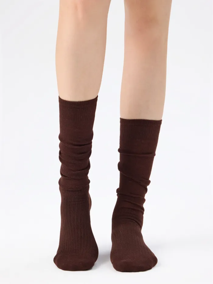 Cotton TWO-TONE HOUNDSTOOTH CREW SOCKS For School Daily Casual Date