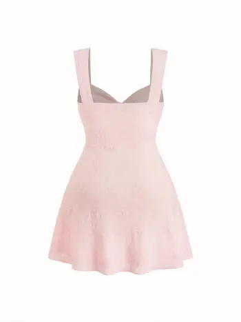 Vestito Mini a Bretelle con Fiocco a Cuore Taglie Curve e Plus