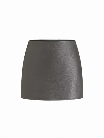 Faux-Leder Mini-A-Rocke mit mittlerem Bund