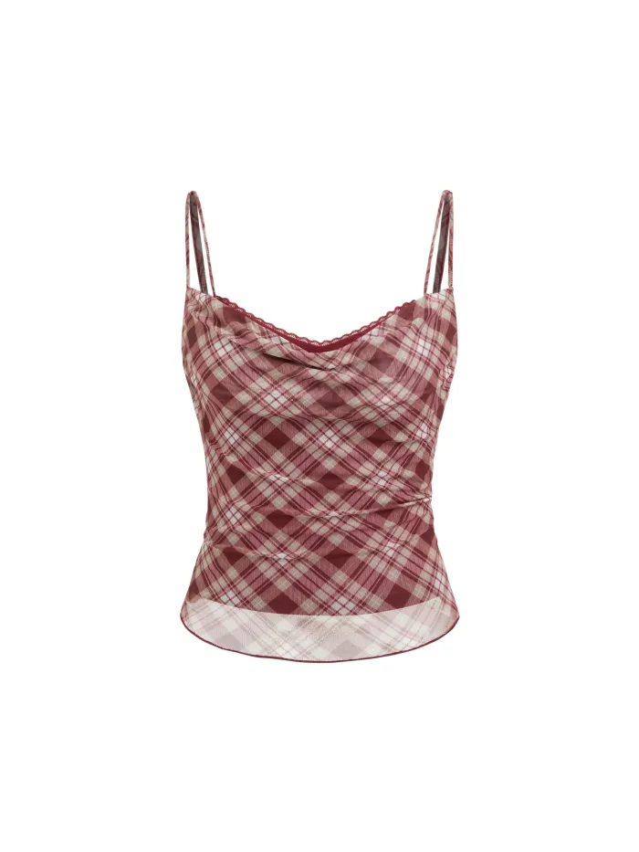 Mesh Zebra Striped Asymmetrical Neck Ruched Top