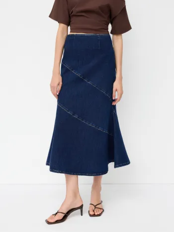 Stretch-Denim Mermaid Maxi-Skirt Mittelhöhe