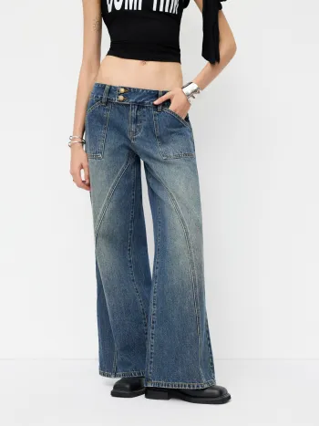 Jeans a vita bassa a gamba larga Cider Denim