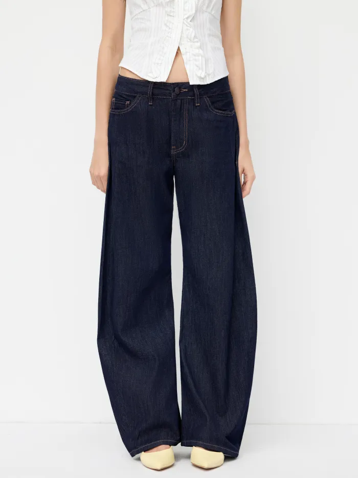 Stretch Denim Low Rise Contrasting Binding Flared Jeans With Belt