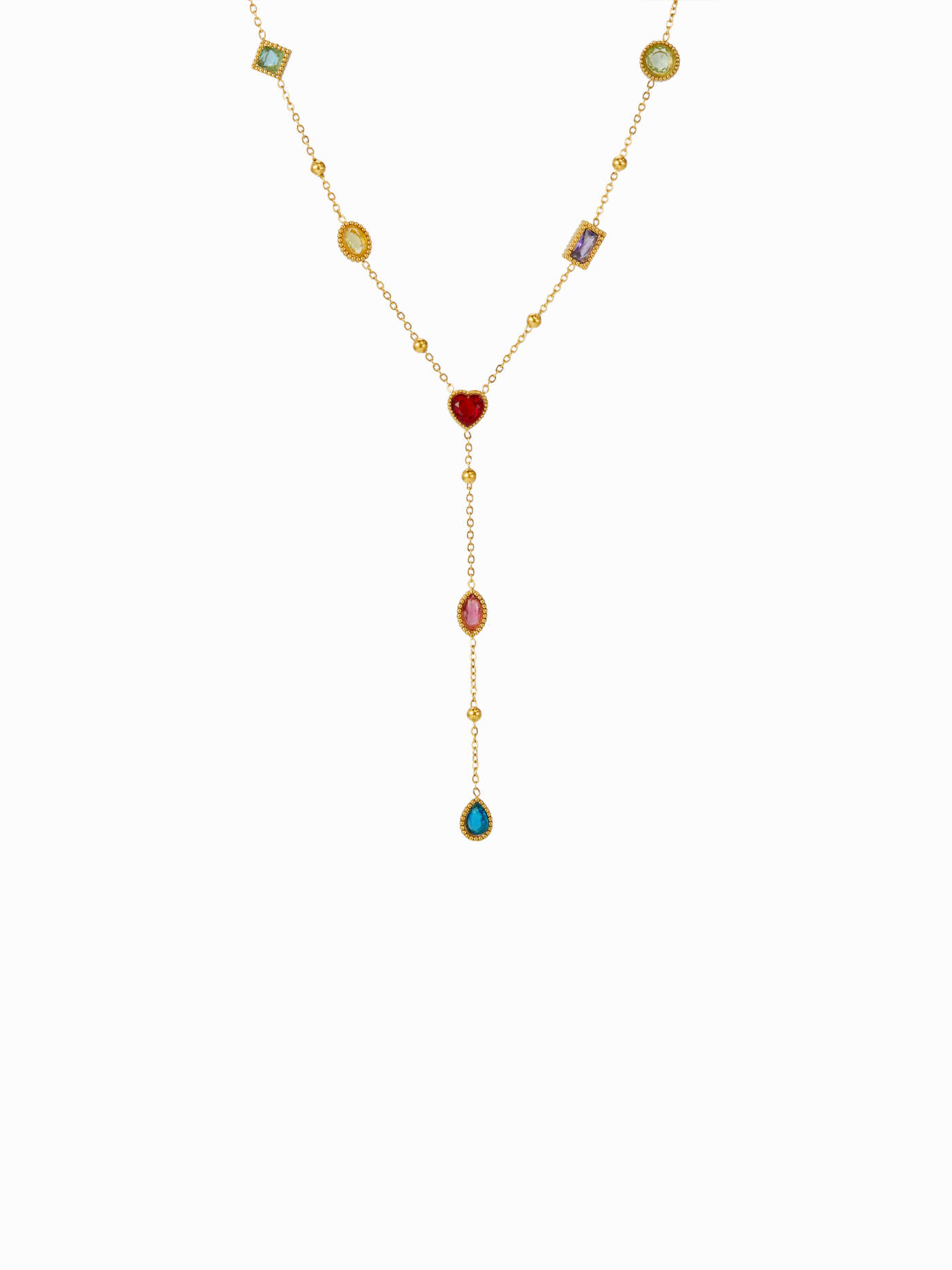 Y-SHAPED RHINESTONE & BEADED CHAIN NECKLACES