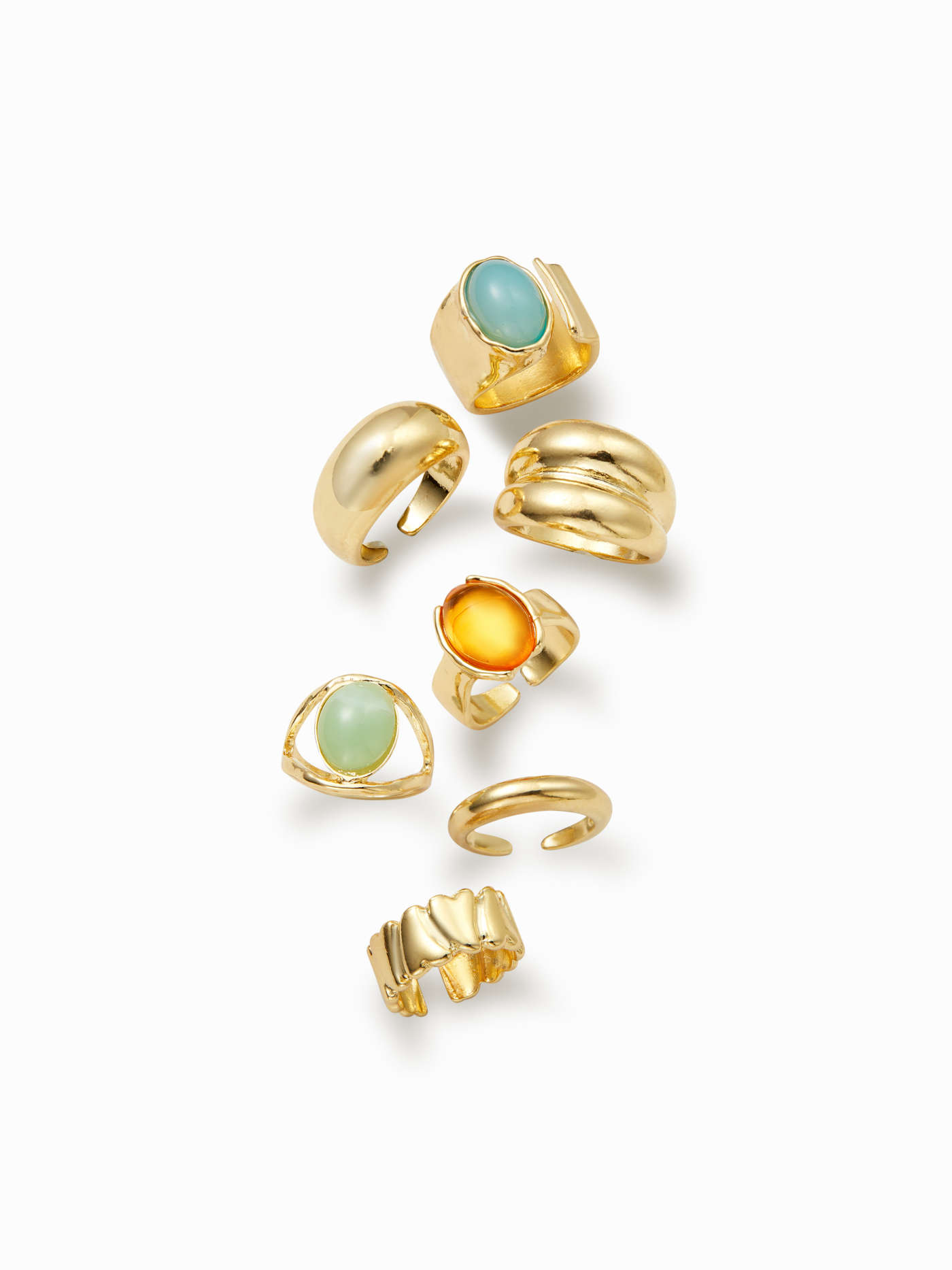 7PCS OVAL RESIN & HEART RING SET For Party/Clubbing Vacation