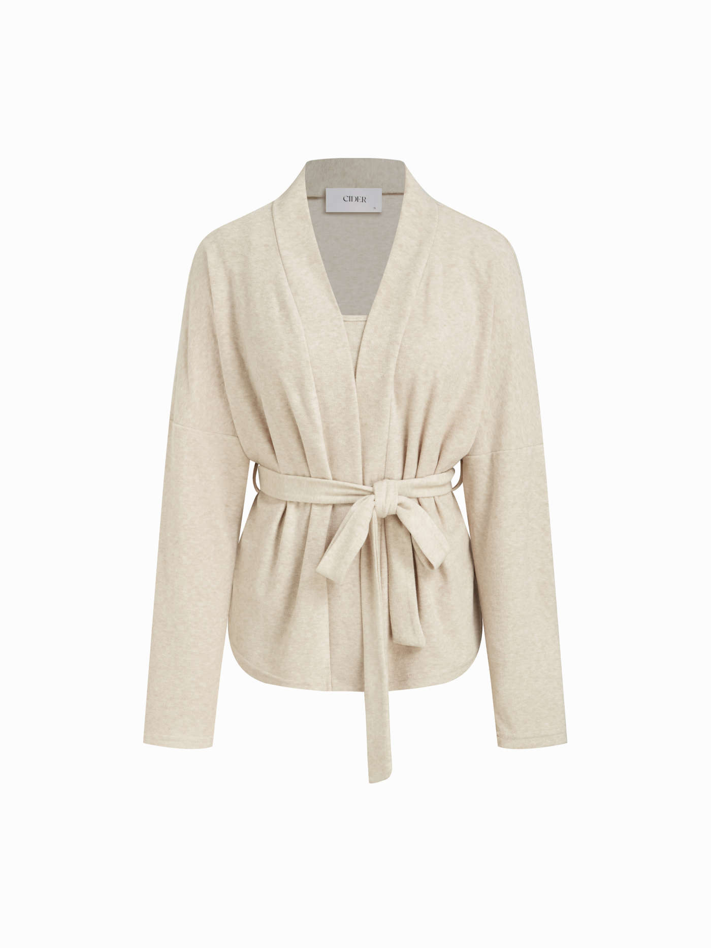 Terry Long Sleeve Top With Belt With Tank Crop Top & High Rise Flared Trousers Loungewear Set