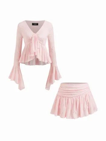 Lace V-neck Floral Ruffle Maxi Dress