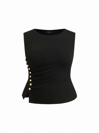 Rundhals-Ruschtanktop Kurve & Plus