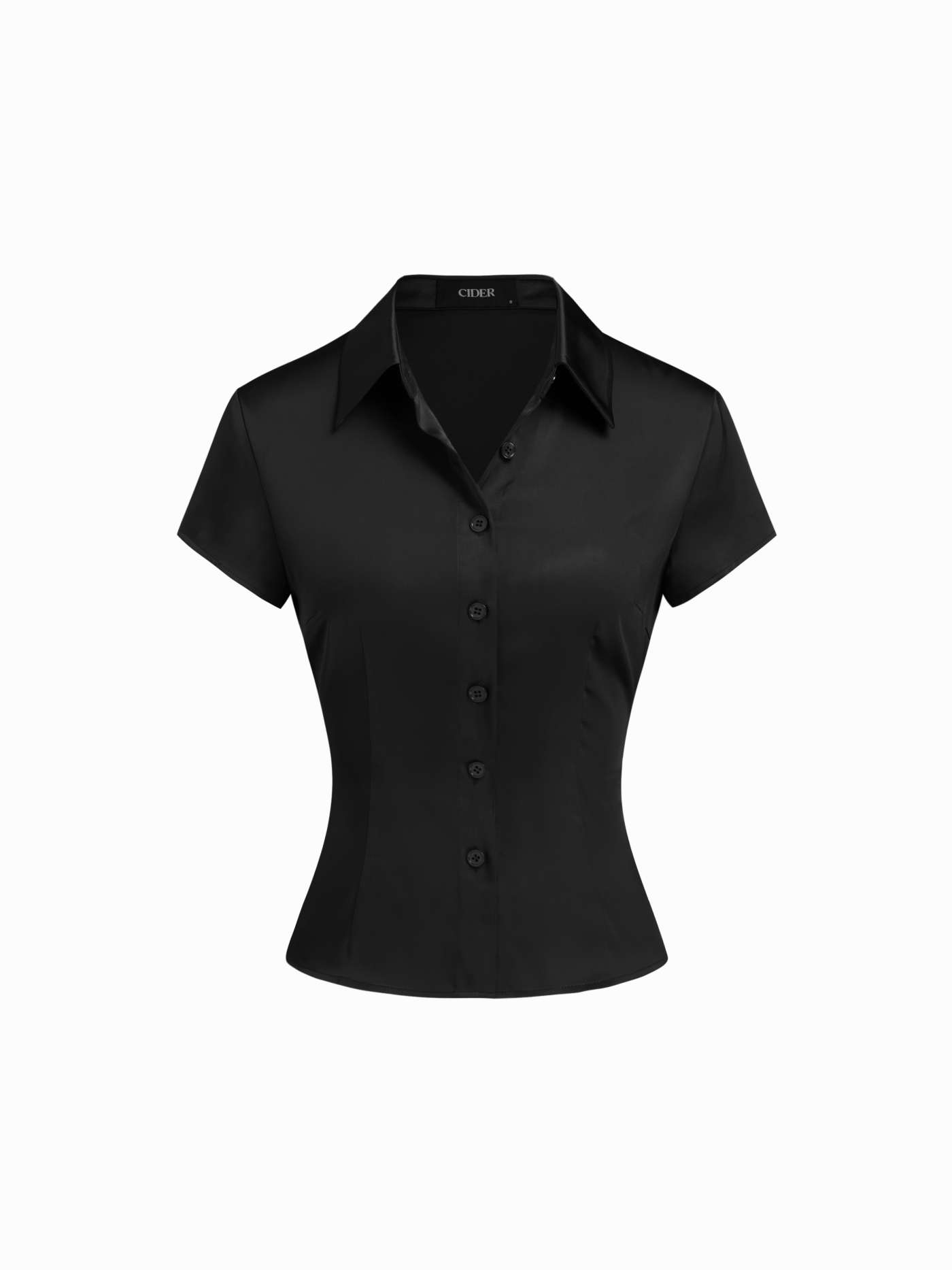 Satin Collar Short Sleeve Shirt