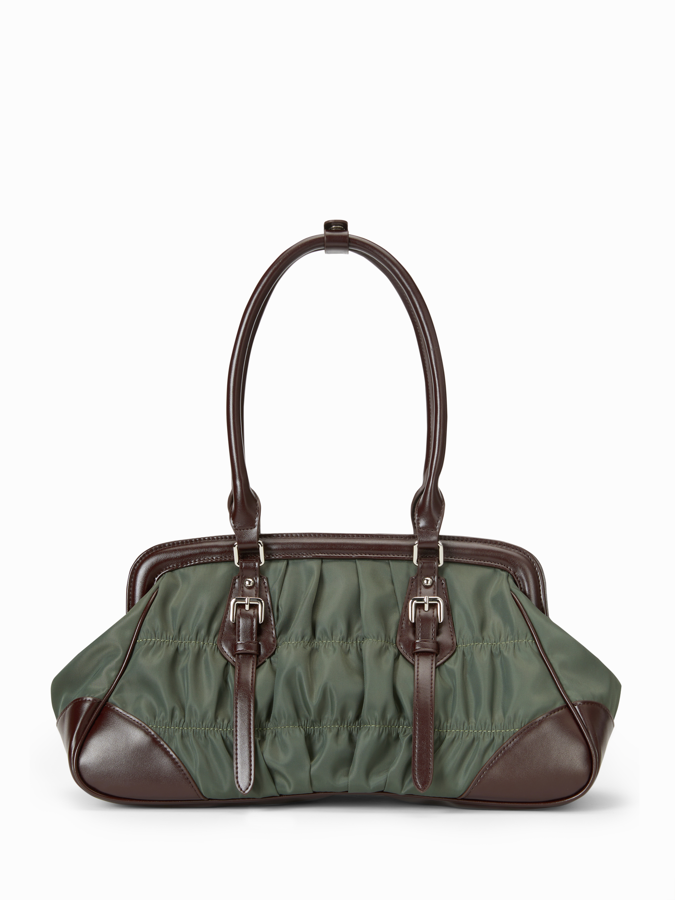 Cotton Fabric GINGHAM DOUBLE LAYERED RUFFLE DRAWSTRING TOTE