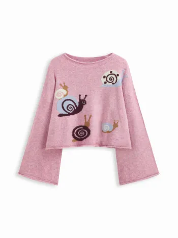 Strick-Rundhals-Snecken-Glockenärmel-Oversize-Top Kurve & Plus