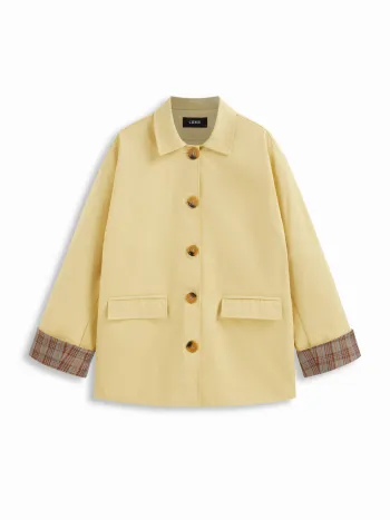 Kragen-Tartan-Patch Oversize Trenchcoat