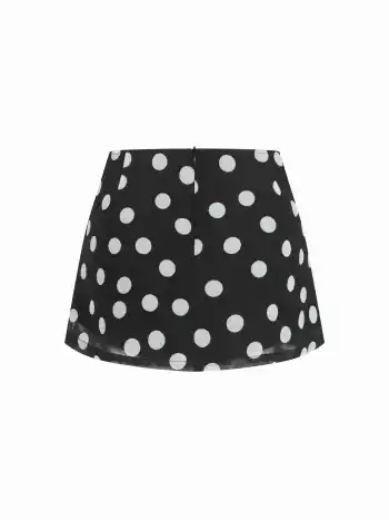 Top Cami con Scollo a Cascata Arricciato a Pois con Foulard e Mini Skort a Vita Media