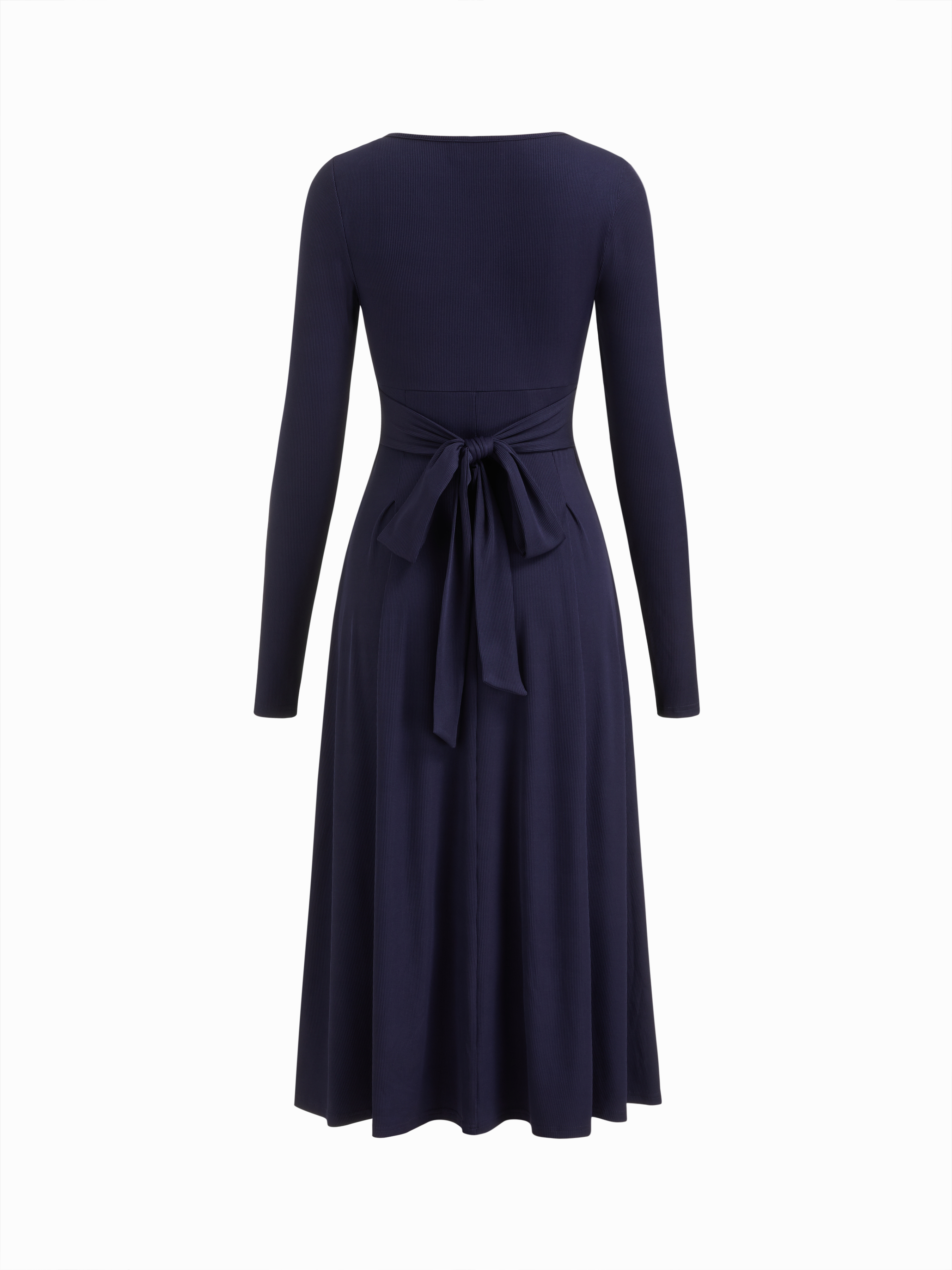 V-neck Long Sleeve Wrap Tie Back Maxi Dress