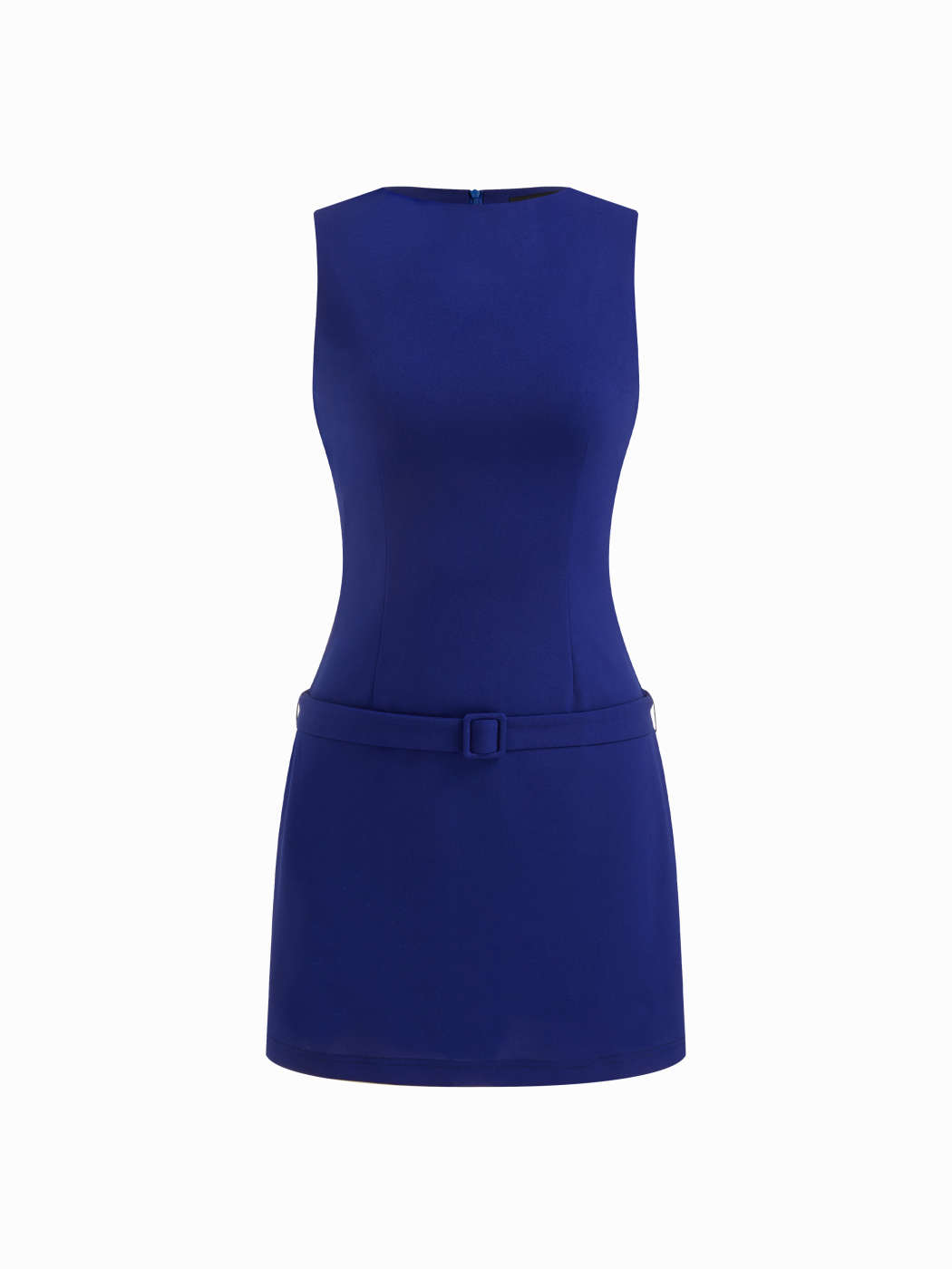 Knit Fabric Boat Neck Mini Shift Dress With Belt For Daily Casual Work