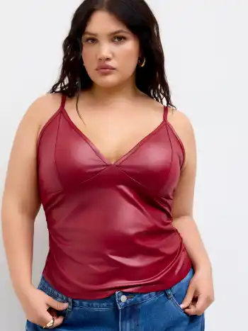V-Ausschnitt Rippen Cami Oberteil Kurve & Plus