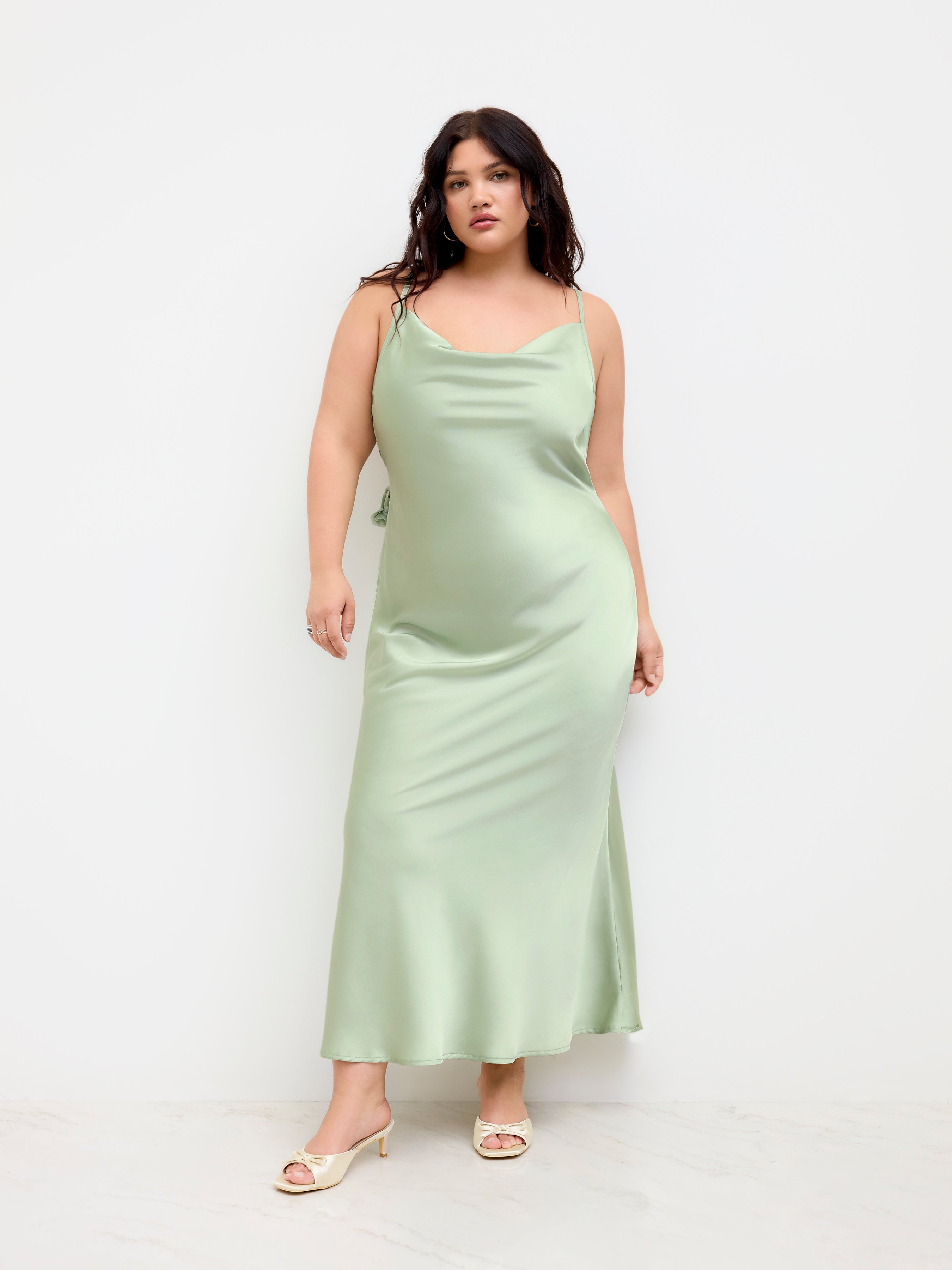 green emerald velvet dress Mona 'Love Story' Maxi Dress in Beige