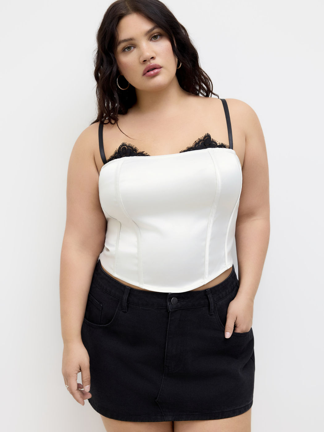 Top Cami con Scollo Quadrato e Allacciatura con Lacci Taglie Forti