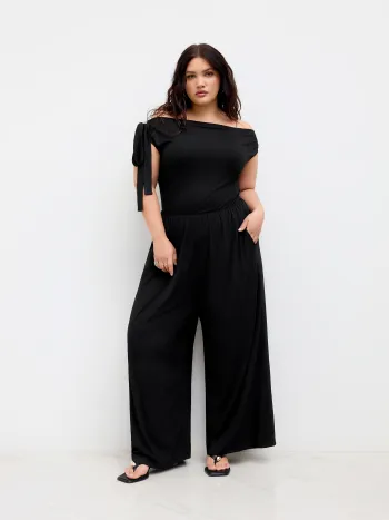 Asymmetrisch geknöpfter Breitbein-Overalls Kurve & Plus