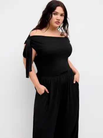 Asymmetrisch geknöpfter Breitbein-Overalls Kurve & Plus