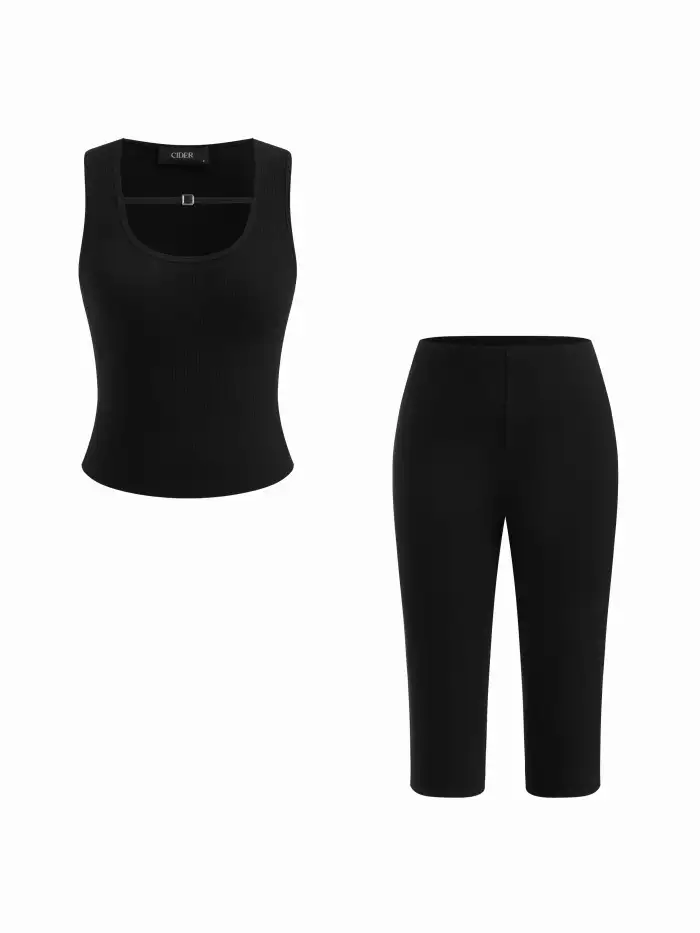 Texture Asymmetrical Sleeve Ruched Top & Drawstring Straight Leg Trousers Set