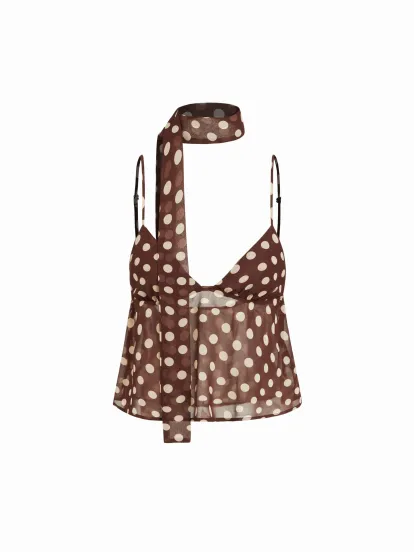 Cotton-blend Halter Neckline Ruched Metal Detail Shirred Top