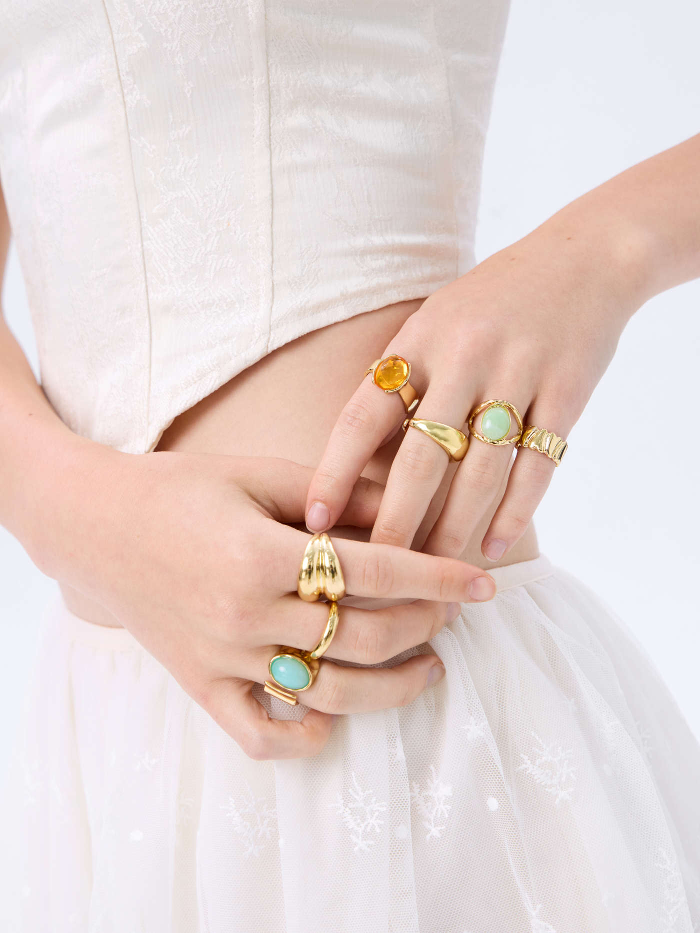 7PCS OVAL RESIN & HEART RING SET For Party/Clubbing Vacation