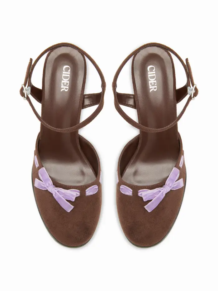 BOWKNOT SUEDE SLINGBACK HEELS