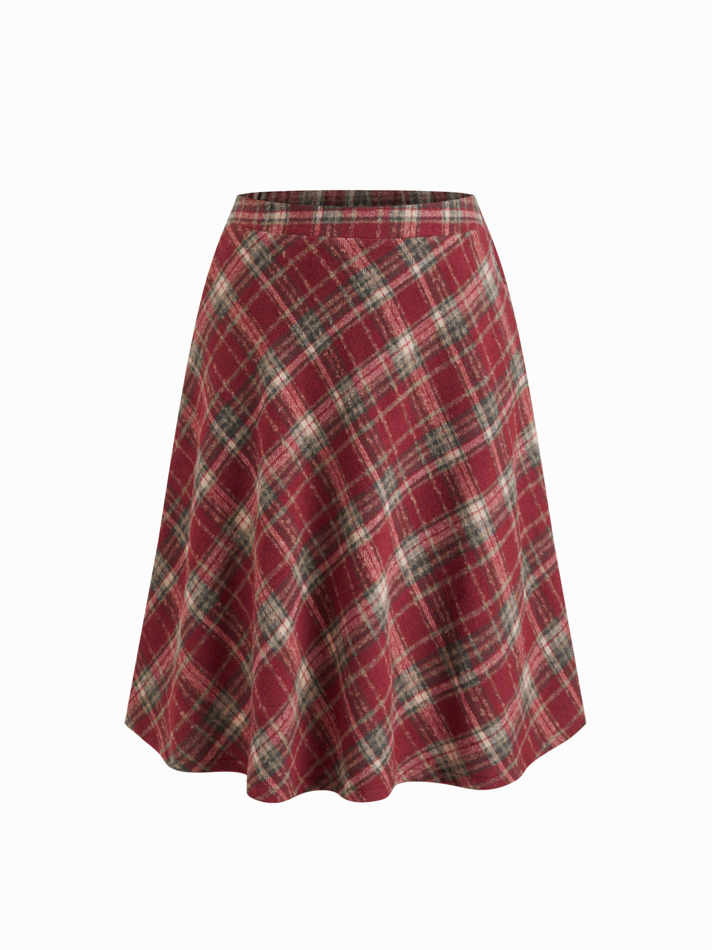 Wool-look Mid Rise Tartan Ruffle Hem Maxi Skirt Curve & Plus