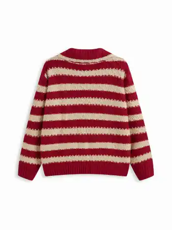 Maglione oversize lavorato a maglia con colletto a righe e nodo - Curvy & Plus