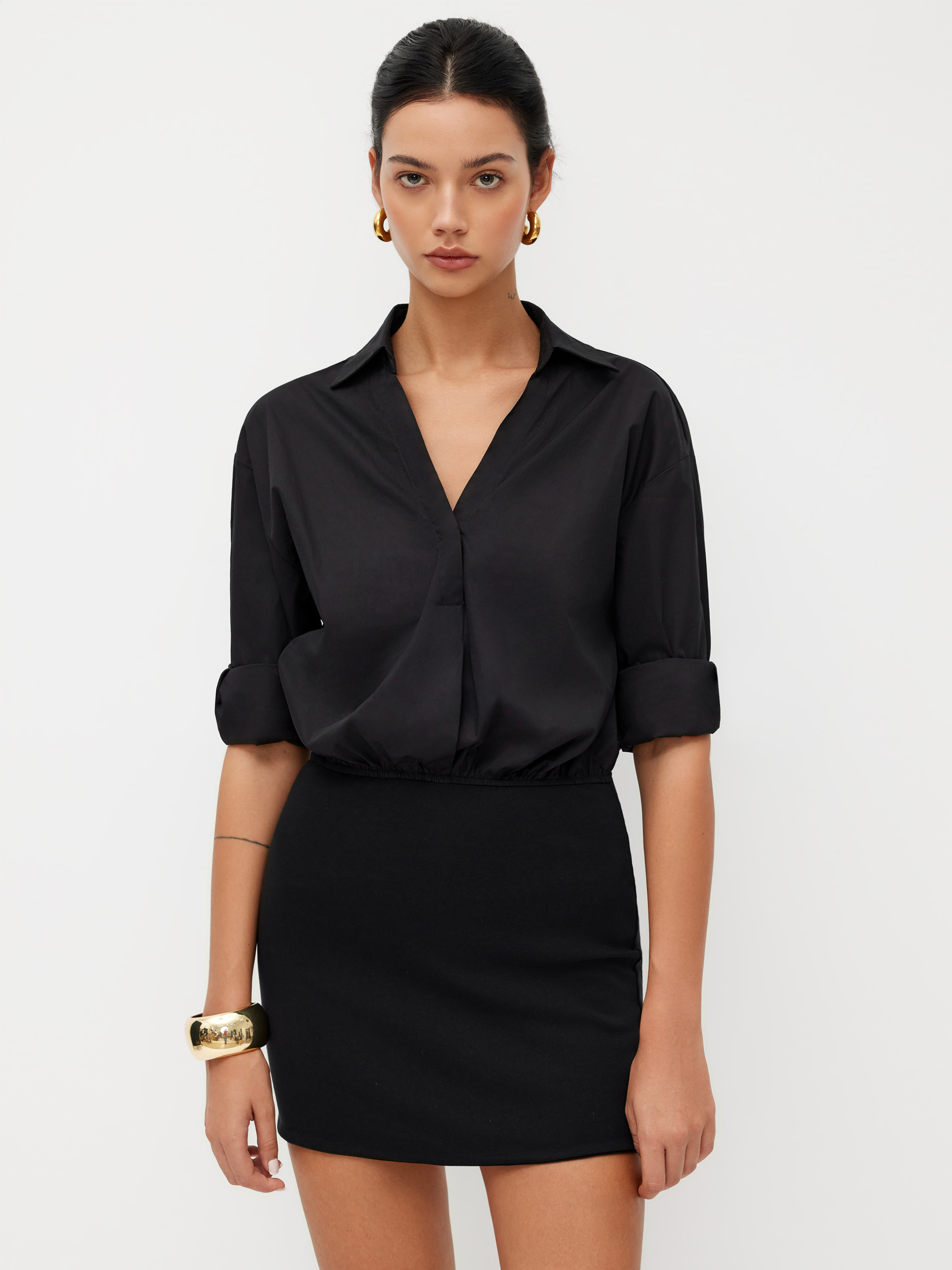 Terry Terry Solid Drawstring Split Mini Dress For Vacation