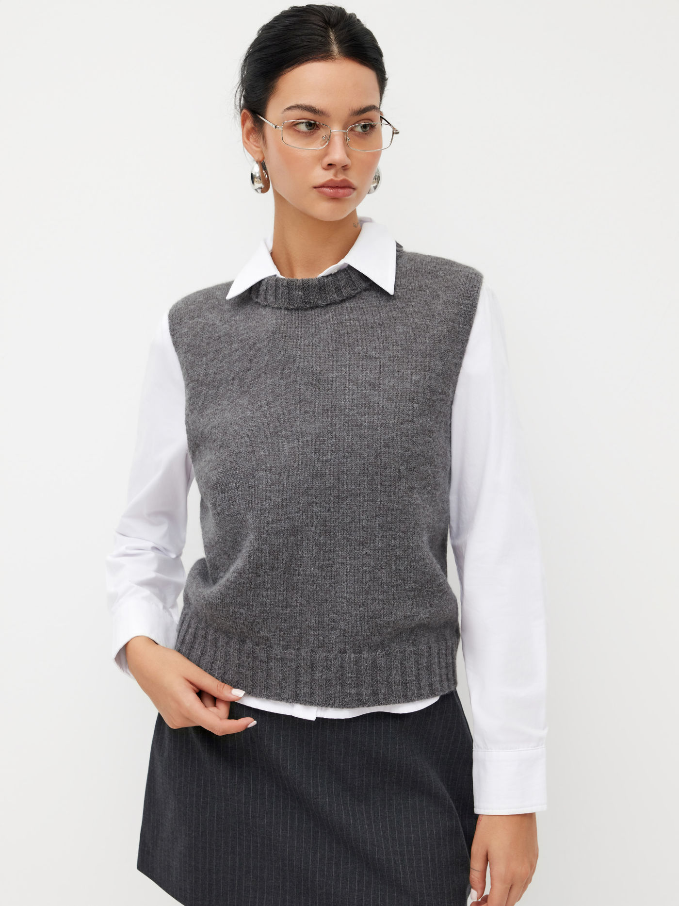 Knit Stand Collar Split Vest