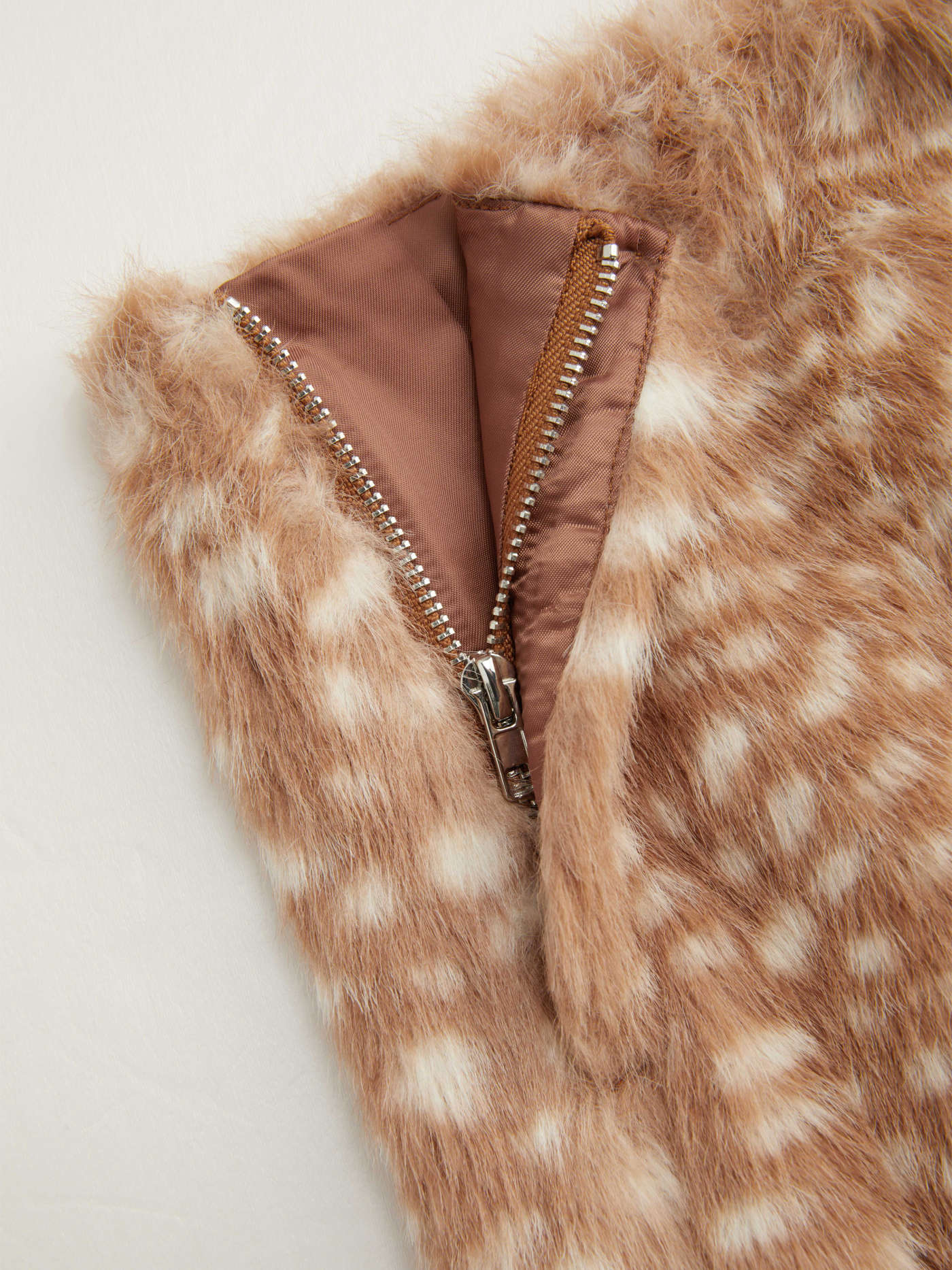 Faux Fur Low Rise Animal Print Half Zip Mini Skirt