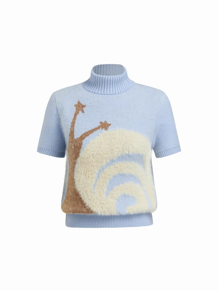Knit V-neck 23 Hollow Out Short Sleeve Top