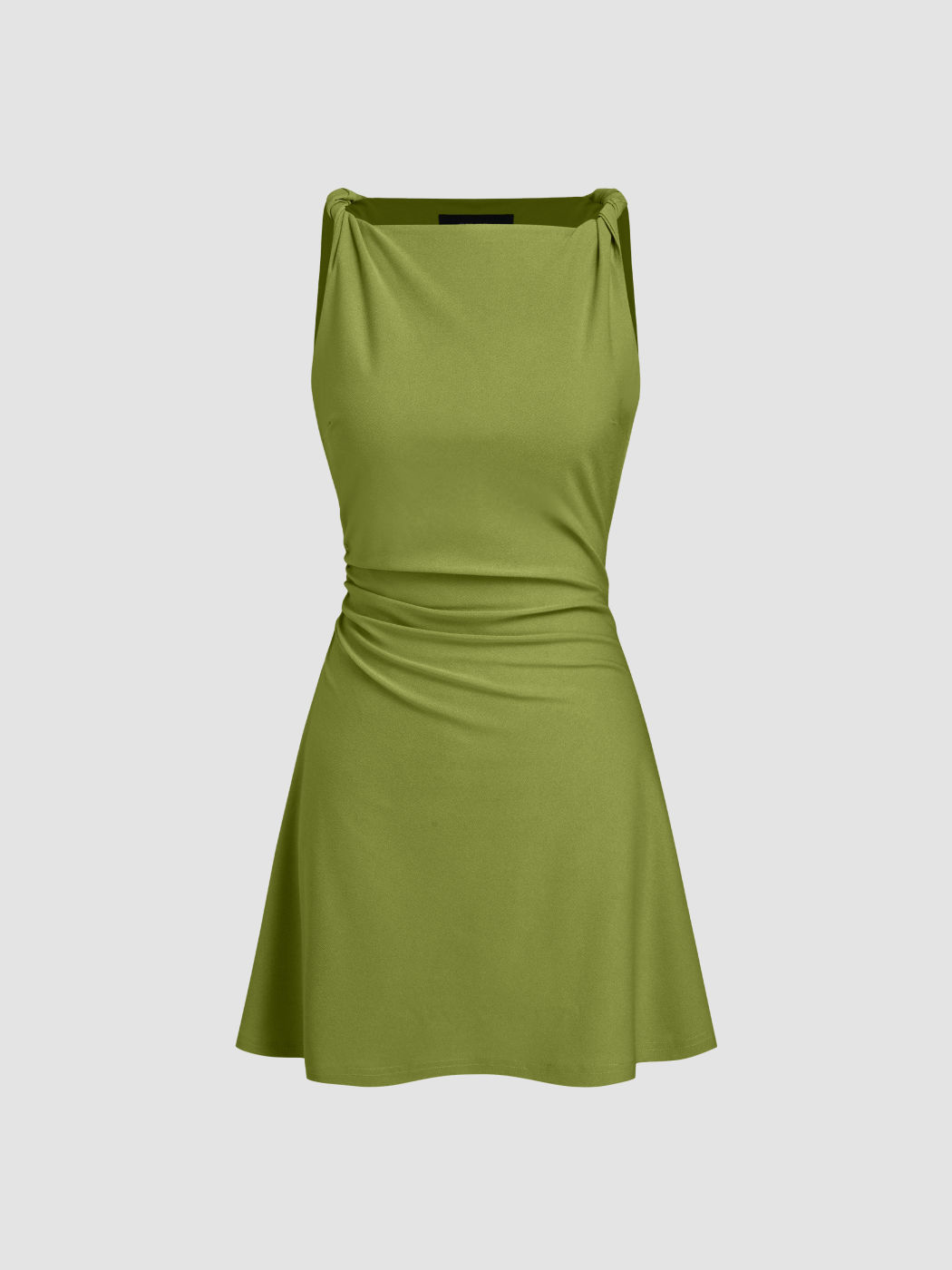 Mini-Kleid mit Bootshals und Knopflochverzierungen