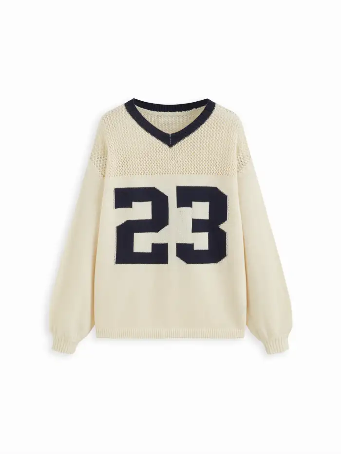 Knit Wool-blend Round Neckline Snail Bell Sleeve Oversized Top