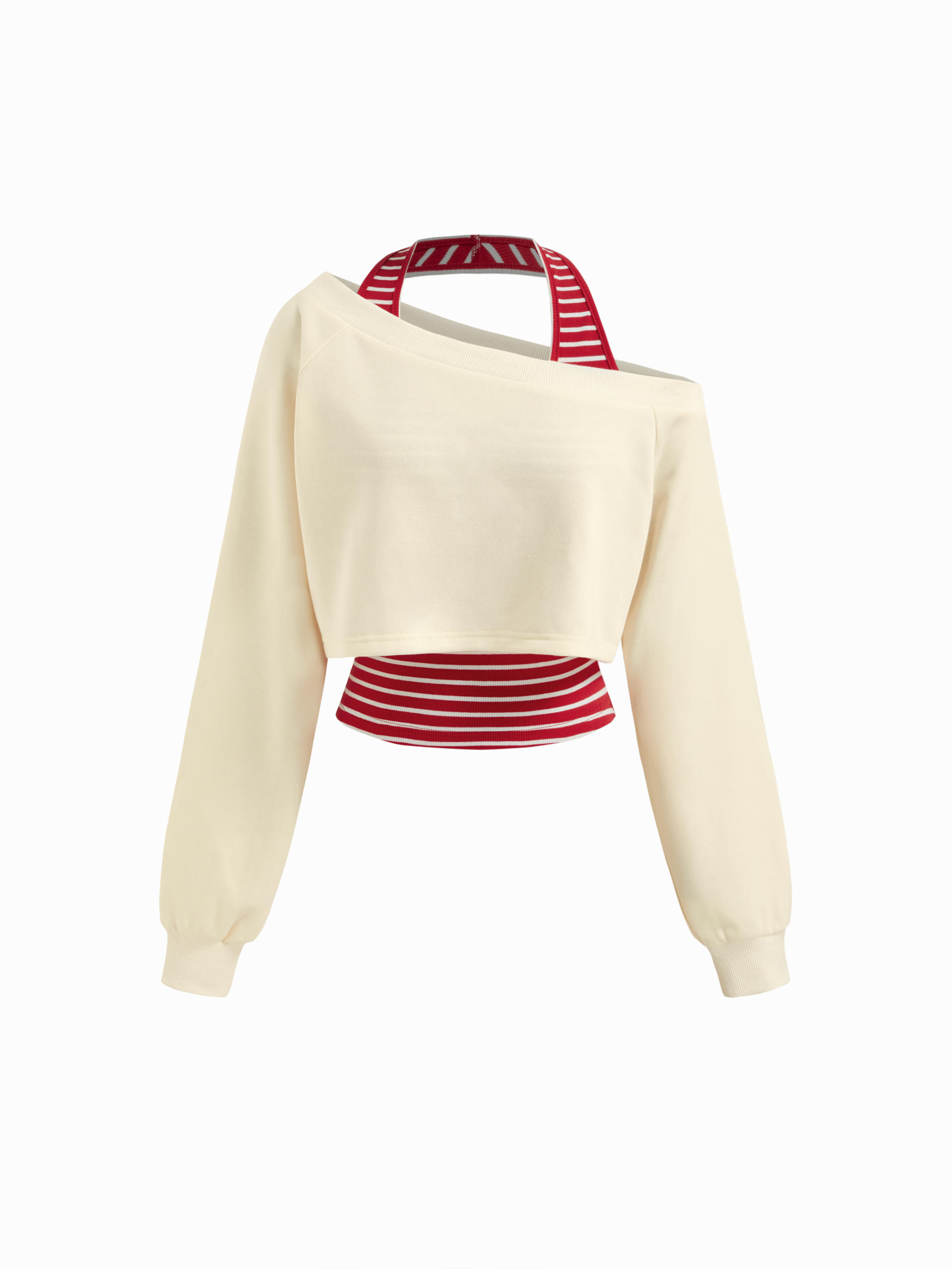 Knit Fabric Knit V-neck Striped Criss Cross Tank Top For